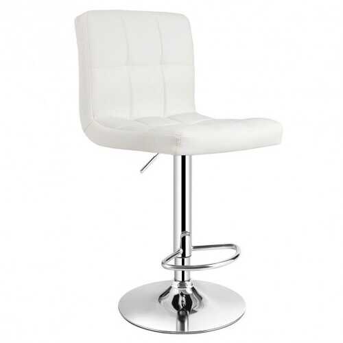 1 PC Bar Stool Swivel Adjustable PU Leather Barstools Bistro Pub Chair-White - Color: White